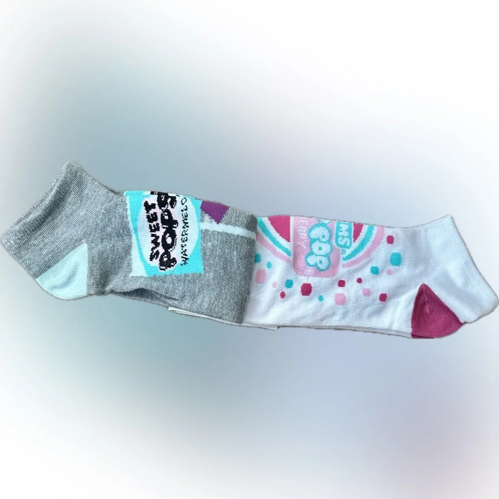 4 pairs Low Cut Socks Bubble Yum Gum & Charms Candy Lollipop NWT Novelty